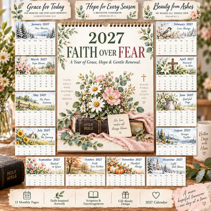 🔥🎁🌿2027 Faith Over Fear Desk Calendar✨