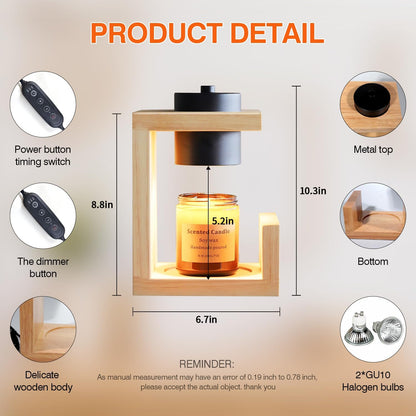 🕯️Wooden Candle Warmer Lamp – Timer & Dimmer Melting Lamp for Home Decor