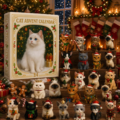 2026 Cat-Themed Advent Calendar - Christmas Holiday Countdown Gifts - 24 Cute Cat Decorations - Christmas Tree Ornaments