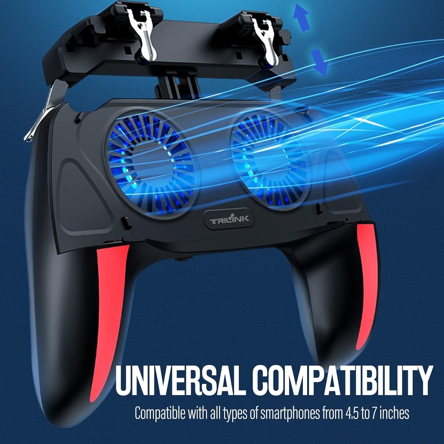 4-Finger Cooling Game Controller with Dual Fans for Mobile Gaming