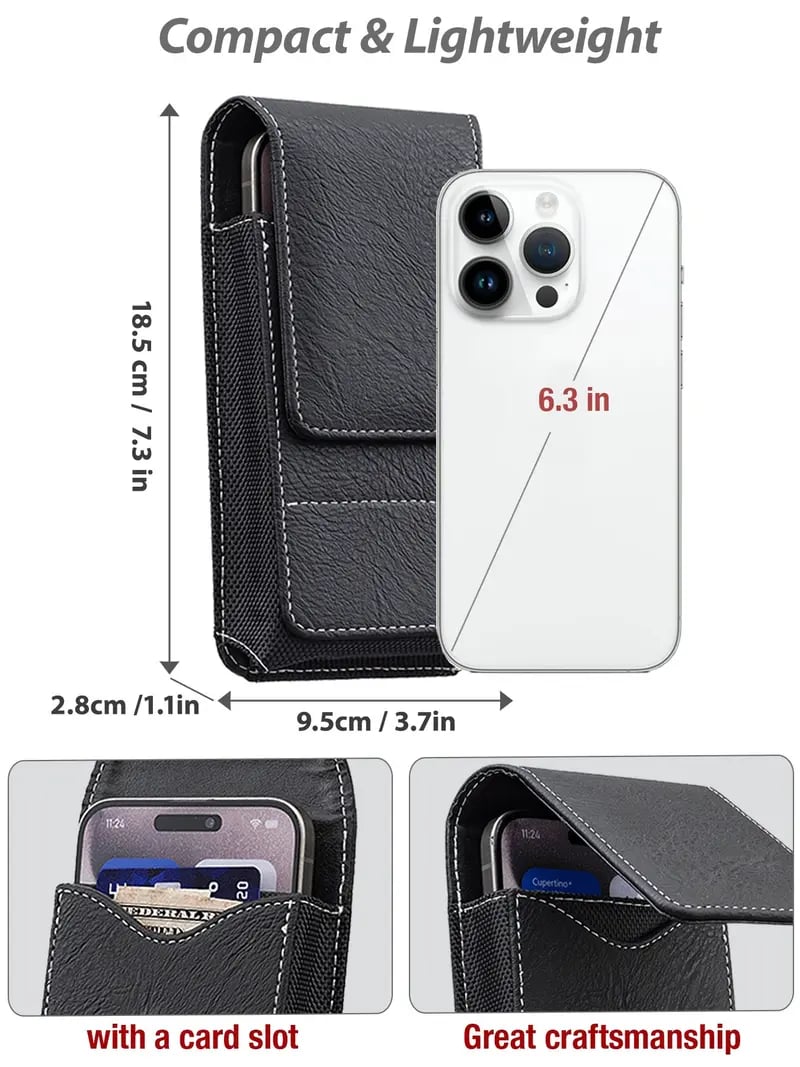 ⚡Big Discount | Waist Belt Cell Phone Pouch 📱 Multi-Pocket Leather Card Holder