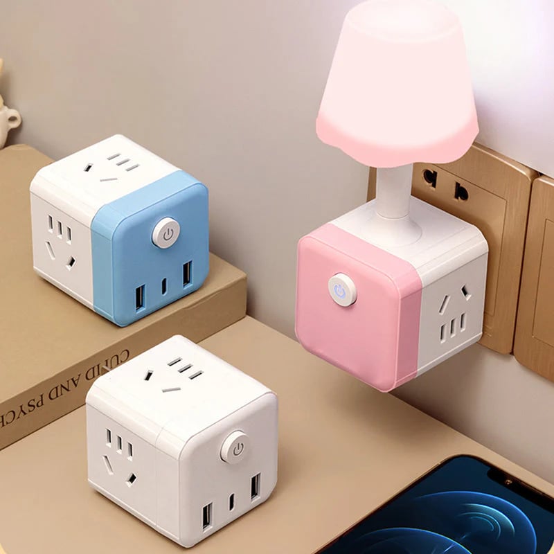 ☁️2-in-1 Cube Socket LED Night Lamp💡