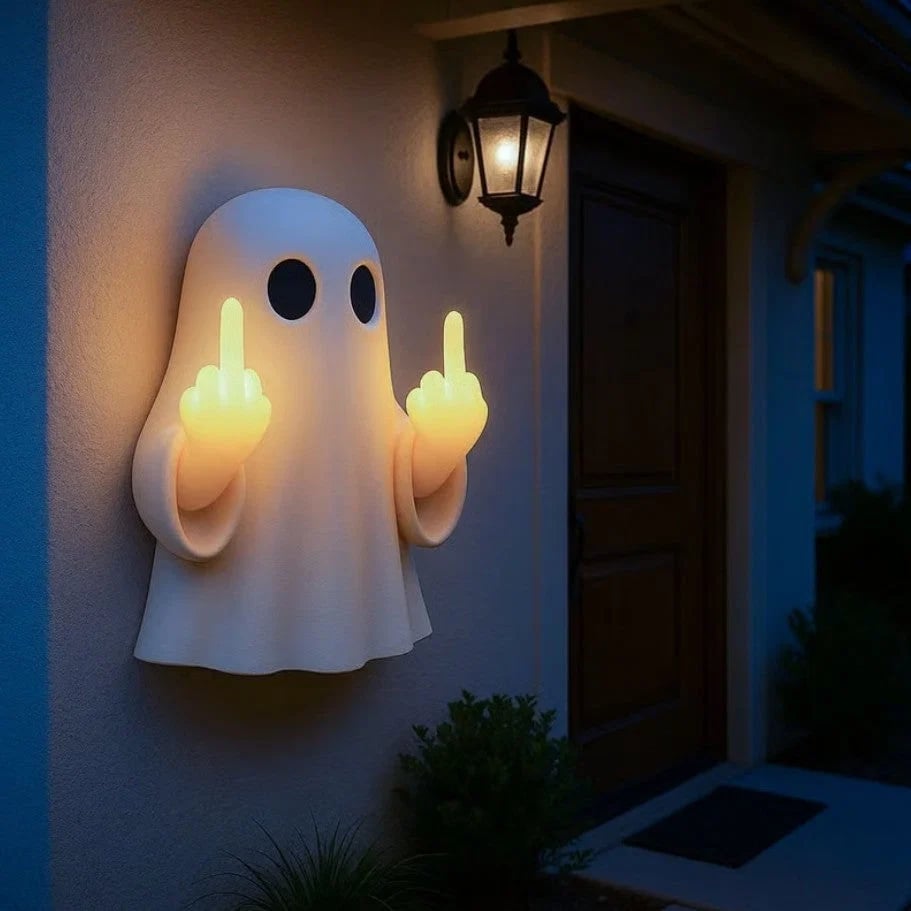 👻 Light-Up Rude Ghost Halloween Decoration | Cute Spooky Figure with Funny Attitude for Porch, Party & Seasonal Décor 😂🎃