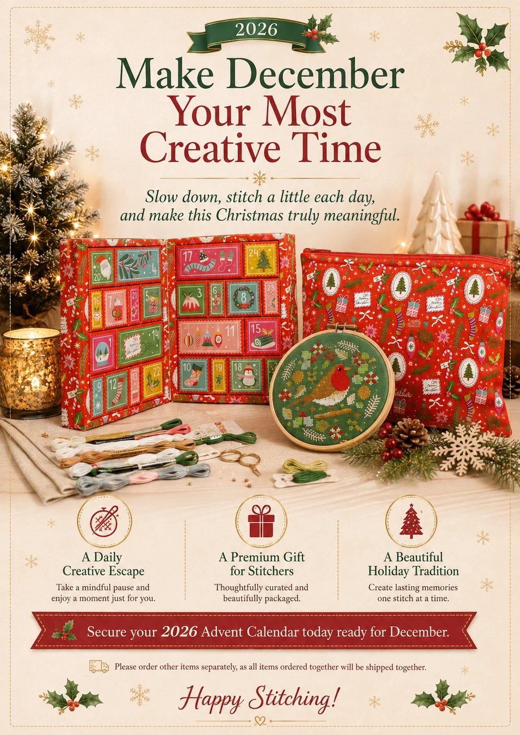 🎄🧵 2026 Cross Stitch Advent Calendar Box | 24 Days of Stitching Surprises for a Magical December 🎁 ✨