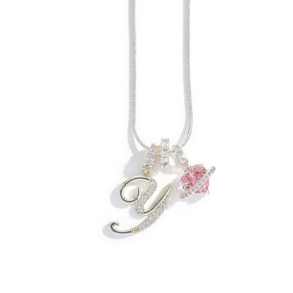 Elegant Initial Heart Charm Necklace