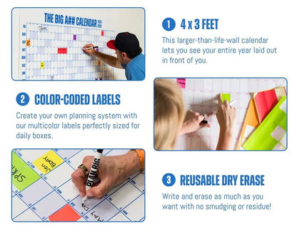 🔥📅The Big A## 2026 Wall Calendar - Flexible Dry-Erase Material ✍️Design Your Amazing Year!🏃