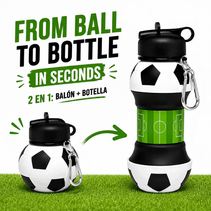 Football Water Bottle 2-in-1 Foldable – Soccer Ball Design for Kids
