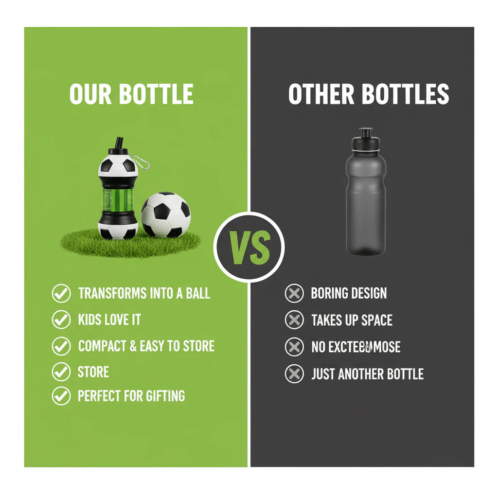 Football Water Bottle 2-in-1 Foldable – Soccer Ball Design for Kids