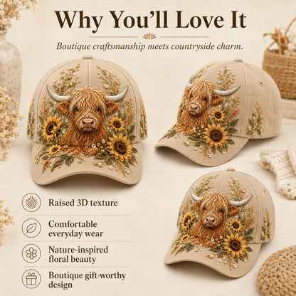 🦬3D Highland Cow Embroidery Cap🧢(Breathable & Lightweight Comfort & Unisex Fit)