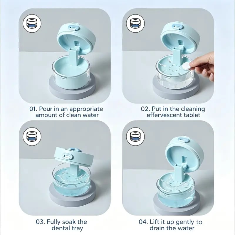 🔥Hot Sale | Portable 3-in-1 Retainer Cleaning Storage Case 🦷