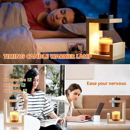 🕯️Wooden Candle Warmer Lamp – Timer & Dimmer Melting Lamp for Home Decor