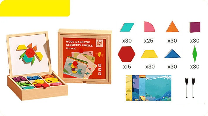 🎁Early Christmas Sale 🔥Wooden Magnetic Pattern Block Puzzle Set🧩
