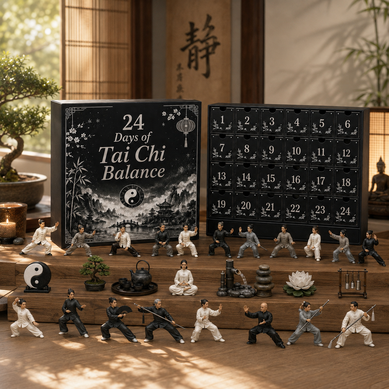 2026 Days of Tai Chi Balance Blind Box - 24-Day Festive Countdown, Tai Chi Collectible Figures Blind Box - Gift For Tai Chi Lovers