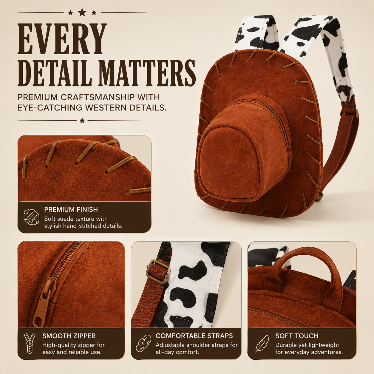 🤠 Vintage Cowboy Hat Backpack – Western Style Meets Everyday Storage 🎒
