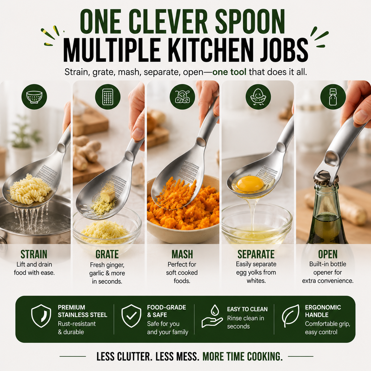 ✨🥄304 Stainless Steel Multifunctional Kitchen Spoon
