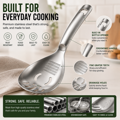 ✨🥄304 Stainless Steel Multifunctional Kitchen Spoon