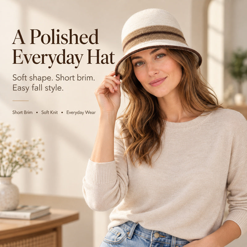 👒Ladies' Packable Ribbed Cloche-Style Bucket Hat🎨Available in 8 Hues
