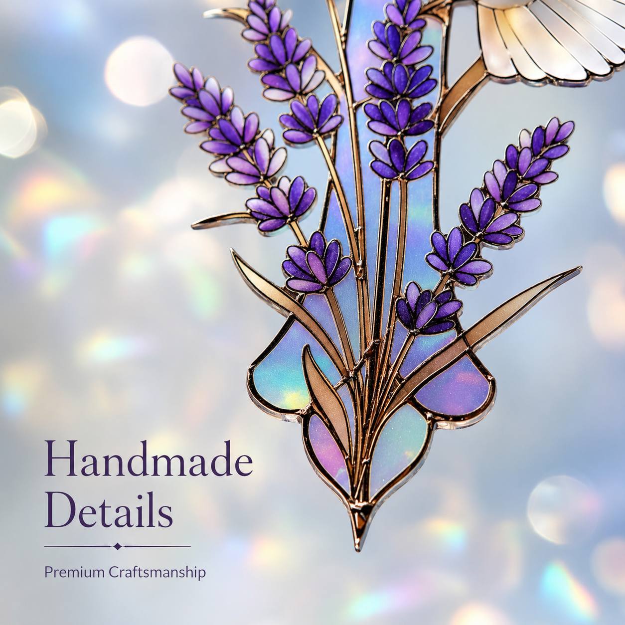 Dove and Lavender Cross Stained Style Suncatcher, Christian Window Hanging Memorial Gift