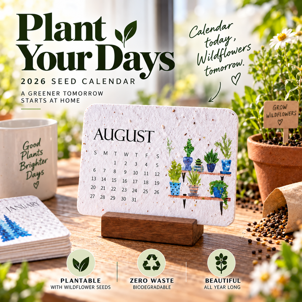 🌱Eco-Friendly Plantable “Timeless” Seed Calendar 2027