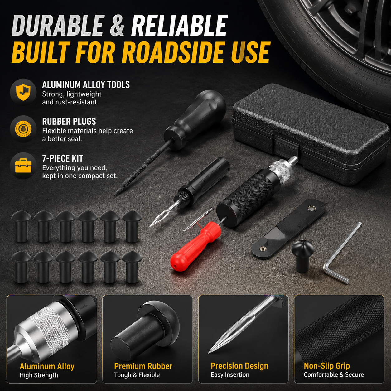 Mushroom Tire Repair Kit – Compact Roadside Puncture Tool Set
