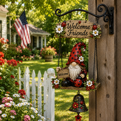 🔥 Rustic Garden Gnome Bell Outdoor Decor 🐞🌼