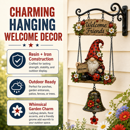 🔥 Rustic Garden Gnome Bell Outdoor Decor 🐞🌼