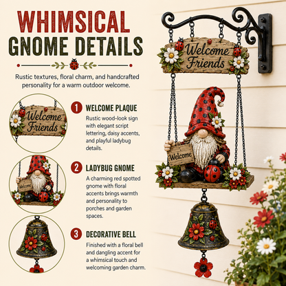 🔥 Rustic Garden Gnome Bell Outdoor Decor 🐞🌼