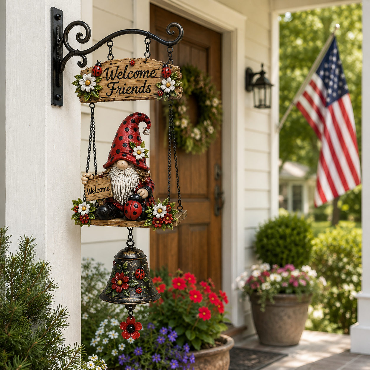 🔥 Rustic Garden Gnome Bell Outdoor Decor 🐞🌼