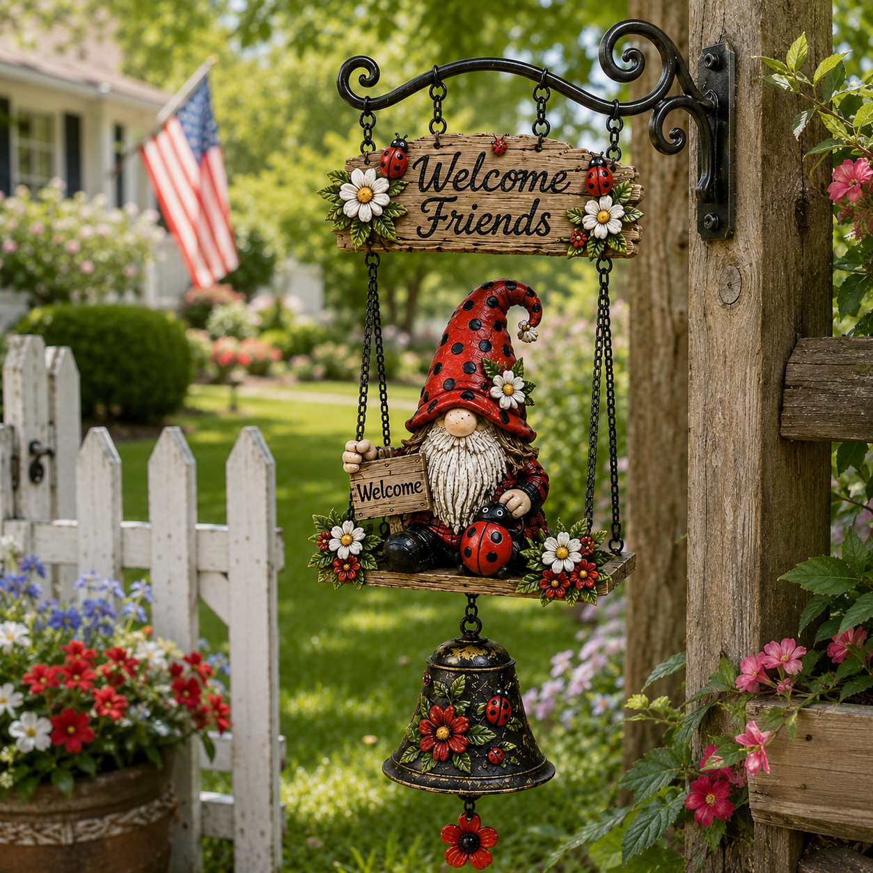 🔥 Rustic Garden Gnome Bell Outdoor Decor 🐞🌼