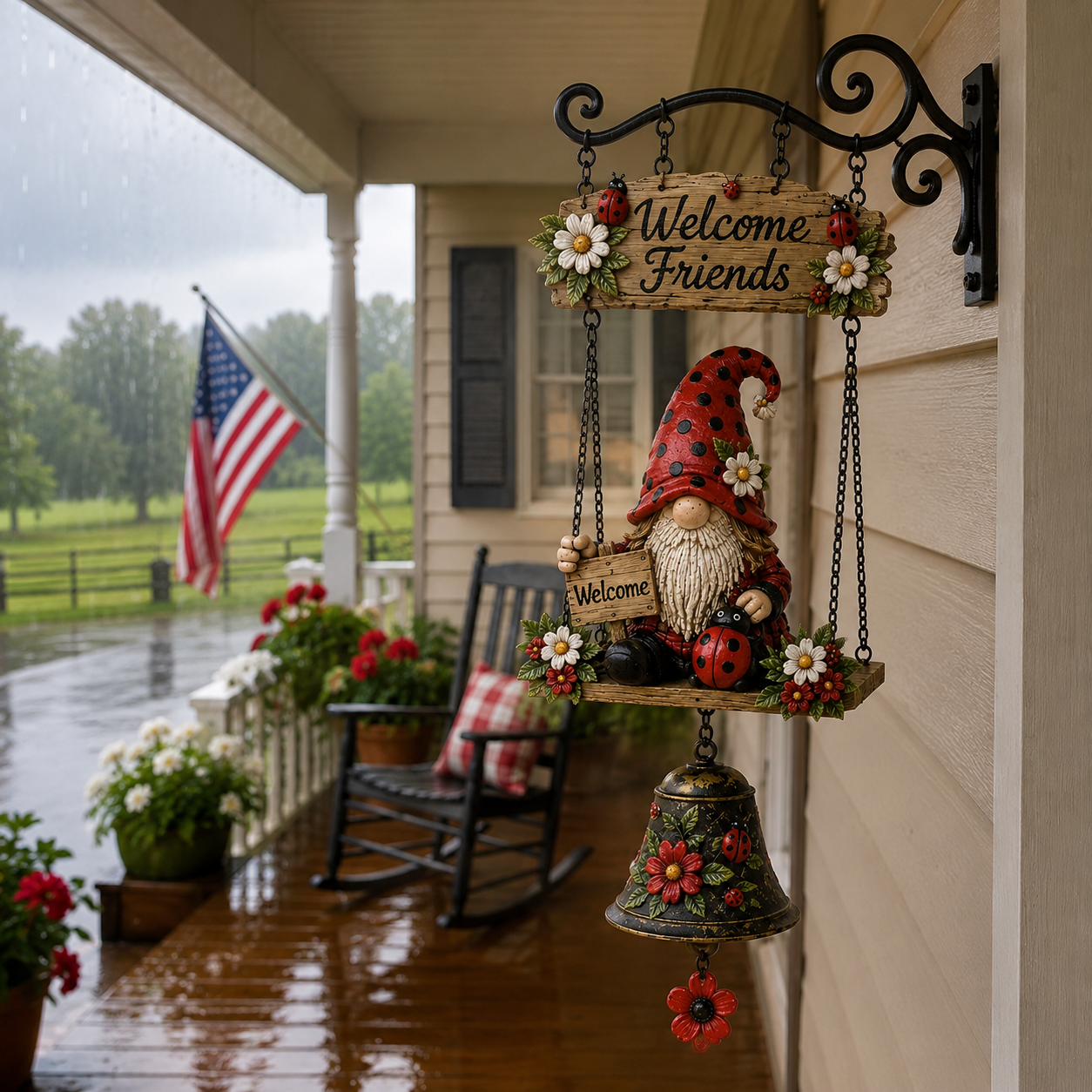 🔥 Rustic Garden Gnome Bell Outdoor Decor 🐞🌼