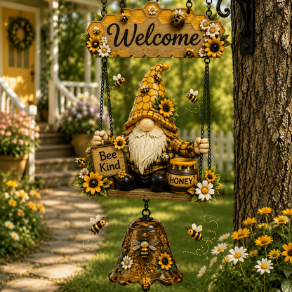 🔥 Rustic Garden Gnome Bell Outdoor Decor 🐞🌼