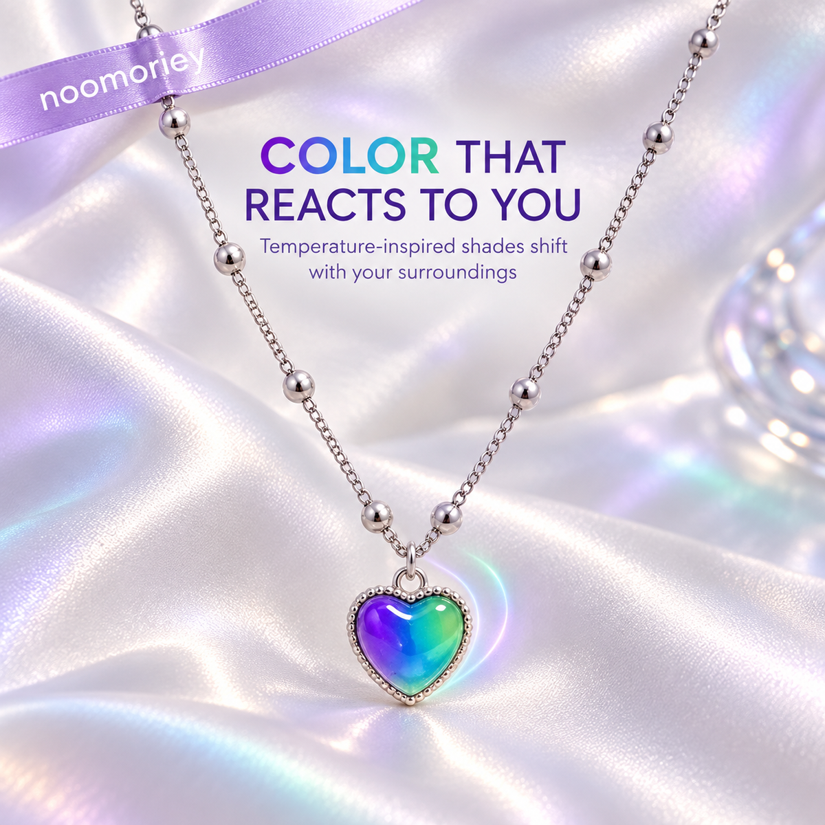 Temperature-Sensitive Color-Changing Heart Necklace for Women
