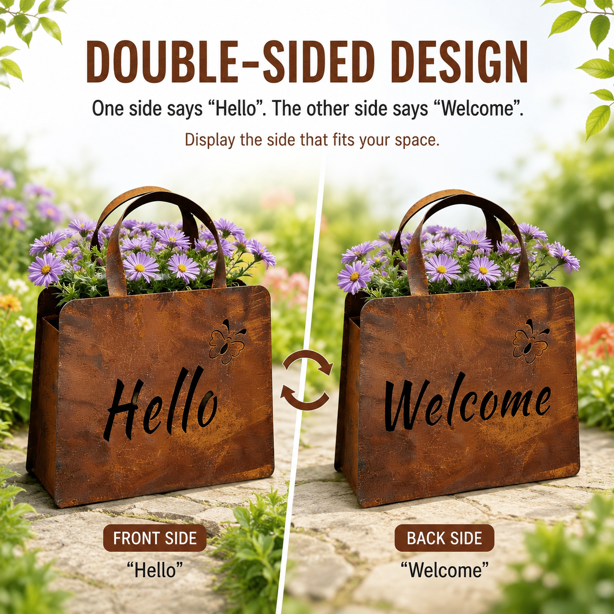 🌸Rustic Metal Handbag Planter Decor