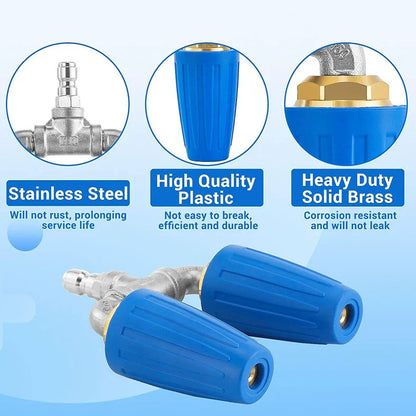 Triple Turbo Nozzle Pressure Washer, 360° Rotating Turbo Nozzle with 1/4" Quick Connector, 2.0 Orifice 3-in-1 Turbo Nozzle, 4000 PSI