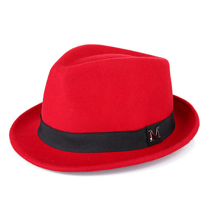 Premium Felt Short-Brim Trilby Hat – Unisex Classic with Metal Accent, 10 Colors