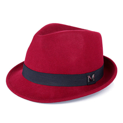 Premium Felt Short-Brim Trilby Hat – Unisex Classic with Metal Accent, 10 Colors