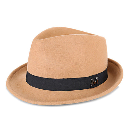 Premium Felt Short-Brim Trilby Hat – Unisex Classic with Metal Accent, 10 Colors