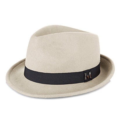 Premium Felt Short-Brim Trilby Hat – Unisex Classic with Metal Accent, 10 Colors