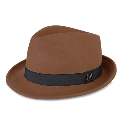 Premium Felt Short-Brim Trilby Hat – Unisex Classic with Metal Accent, 10 Colors
