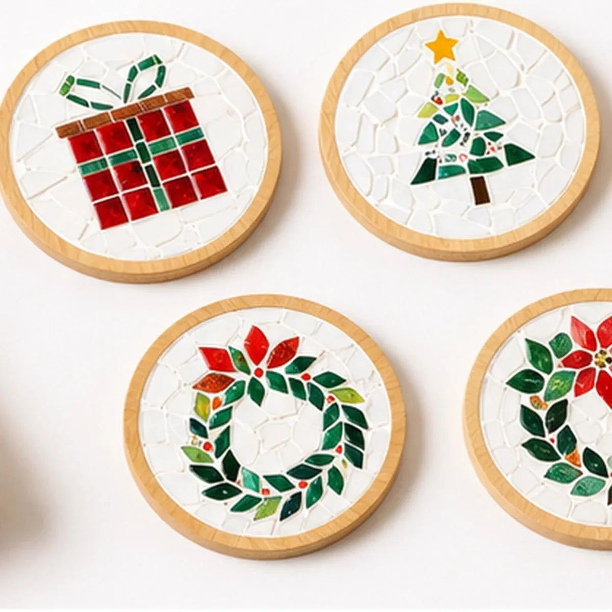 DIY Mosaic Christmas Coaster Kit – 6 Designs – detailed view 1