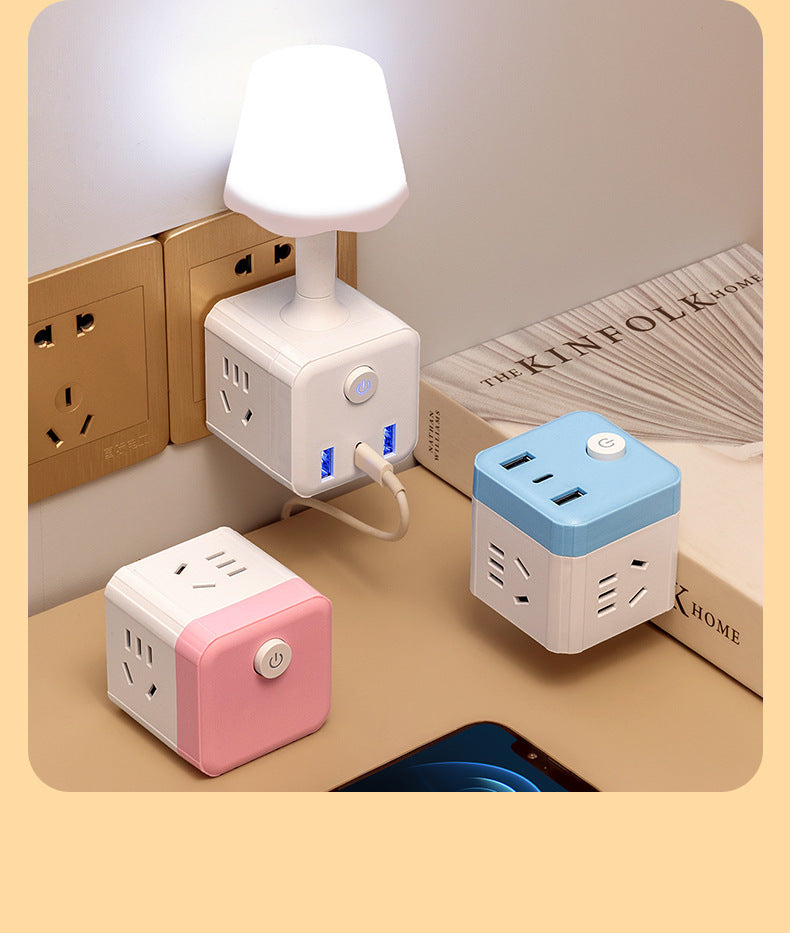 ☁️2-in-1 Cube Socket LED Night Lamp💡