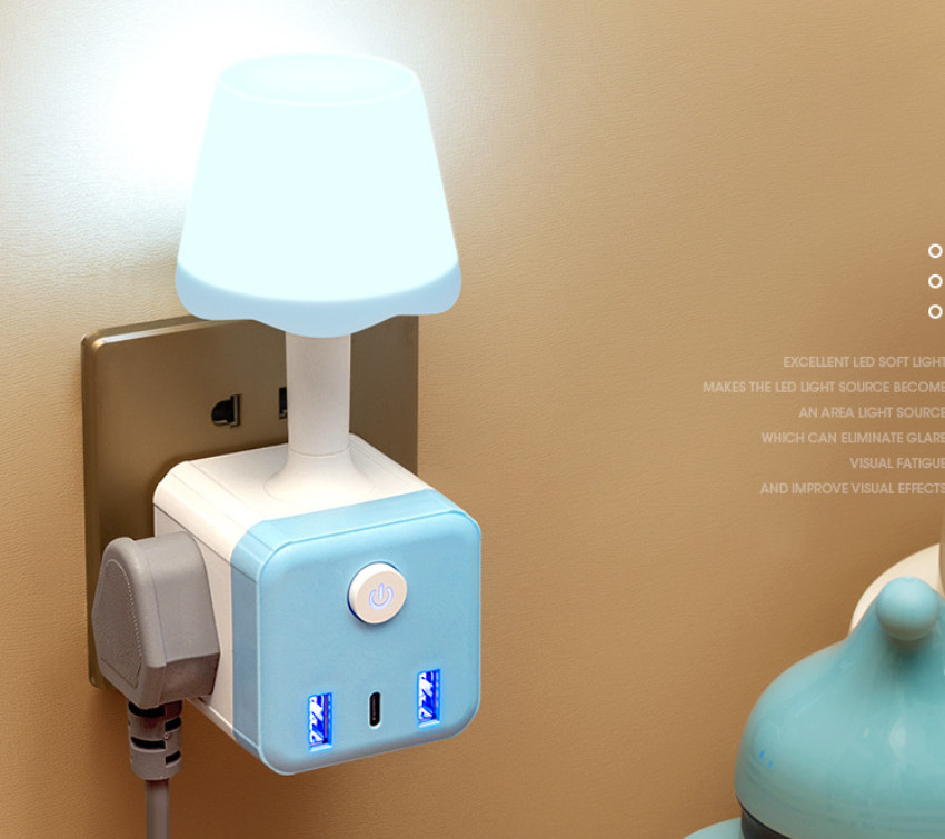 ☁️2-in-1 Cube Socket LED Night Lamp💡