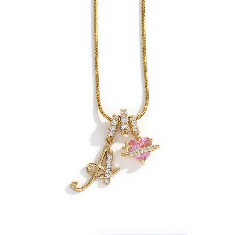 Elegant Initial Heart Charm Necklace