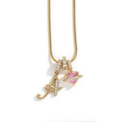 Elegant Initial Heart Charm Necklace
