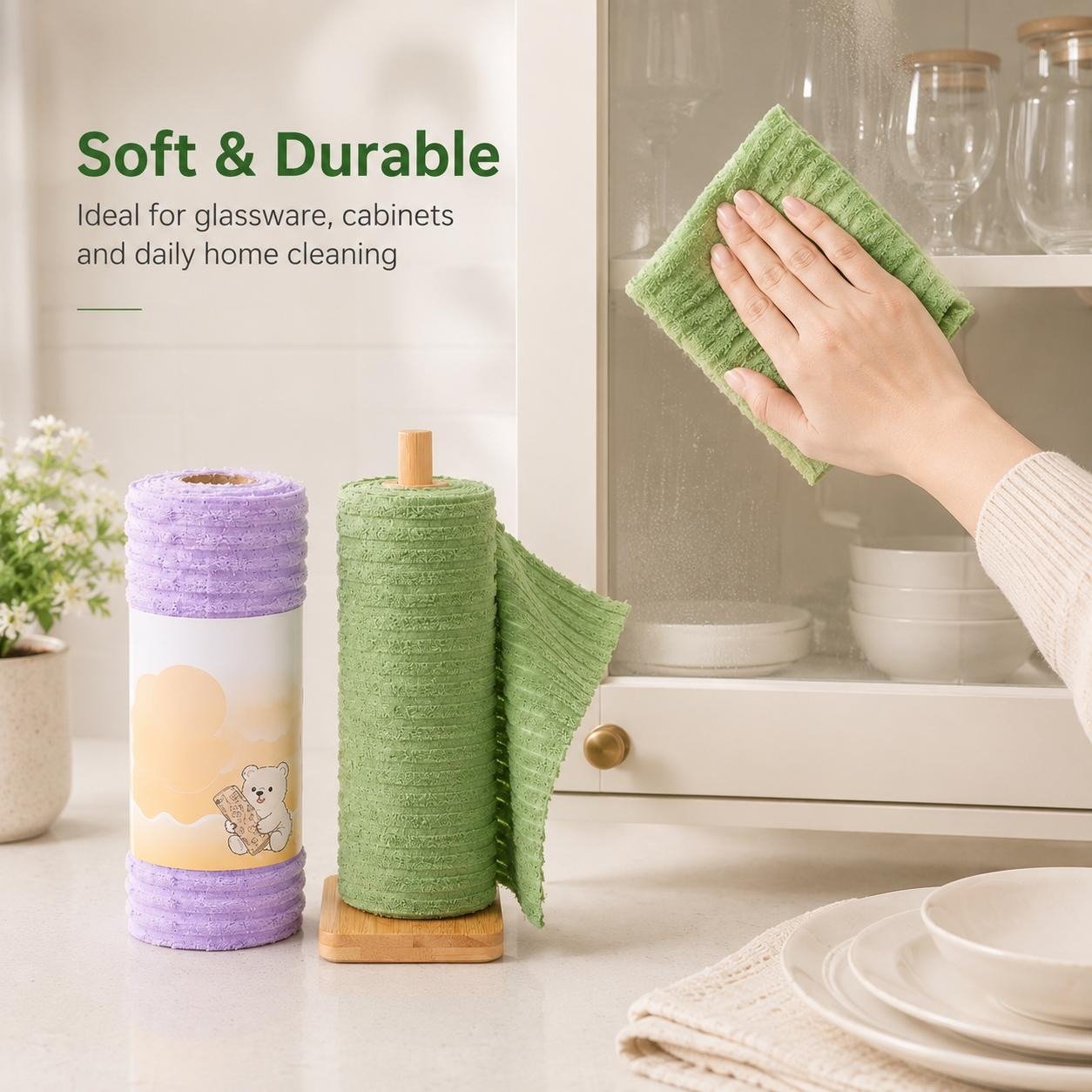 🏆LAST DAY SALE 60% OFF✨🧼Single Pack Tear-Off Plush Household Cleaning Cloth Roll, Absorbent Wiping Towel Suitable