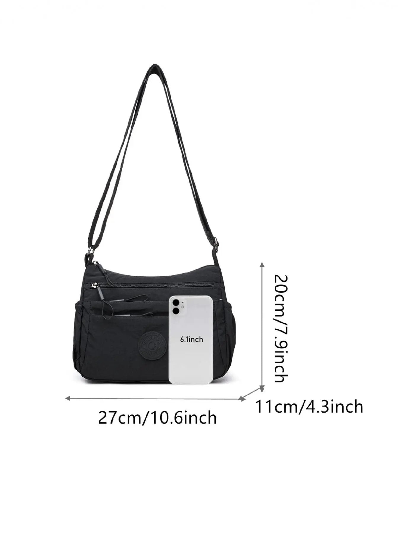 👜 Women Solid Color Crossbody Bag ✨ Multi-Pocket Zipper Fashion Daily Bag