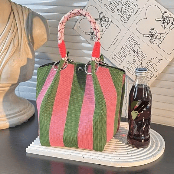 Boho Woven Bucket Bag for Women, Handmade Crochet Shoulder Bag, Lightweight Summer Beach Bag for Travel, Daily & Holiday Outfits