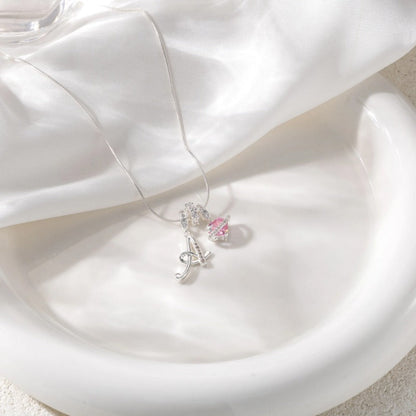 Elegant Initial Heart Charm Necklace