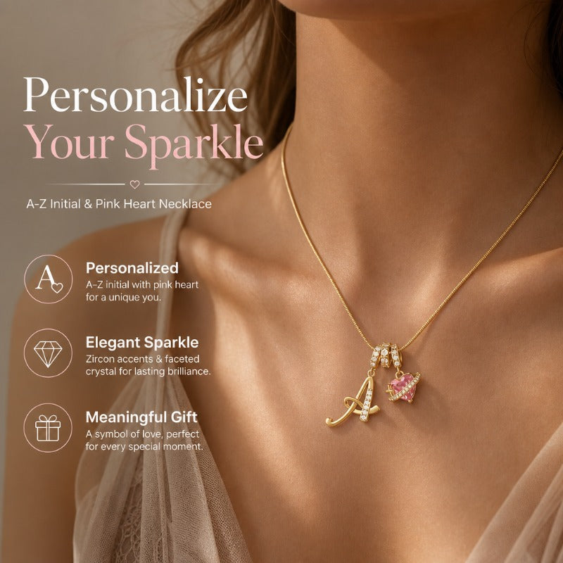 Elegant Initial Heart Charm Necklace