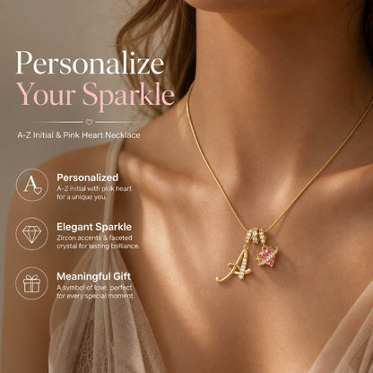 Elegant Initial Heart Charm Necklace